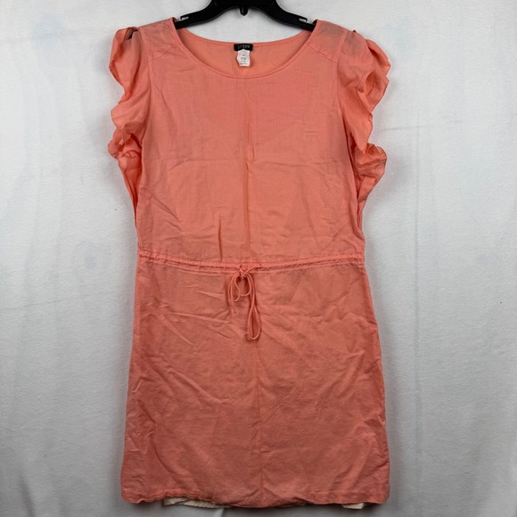 J Crew Linen Cotton Blend Coral Pink Drawstring Sleeveless Dress XS - Picture 1 of 7